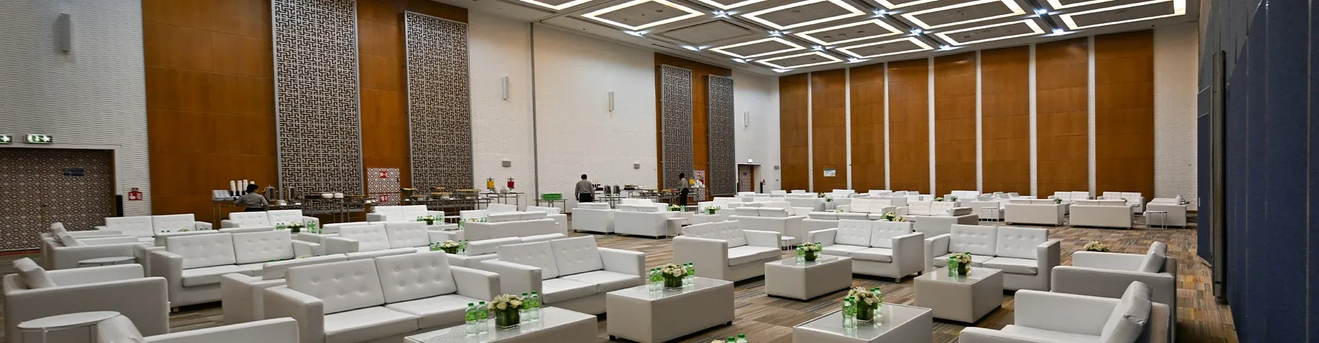 Lounge seating set up in an ADNEC hall